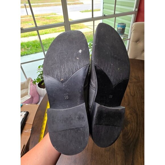 Mens Leather Wingtip Oxford Shoes Size 9.5 Gray Lace-Up Perforated Detailing Dur - Picture 9 of 14